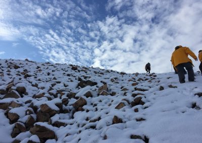 it was steep and slippery