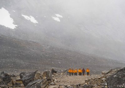 hike in horizontal rain